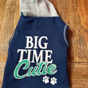 Navy Blue Dog Hoodie with Big Time Cutie Print